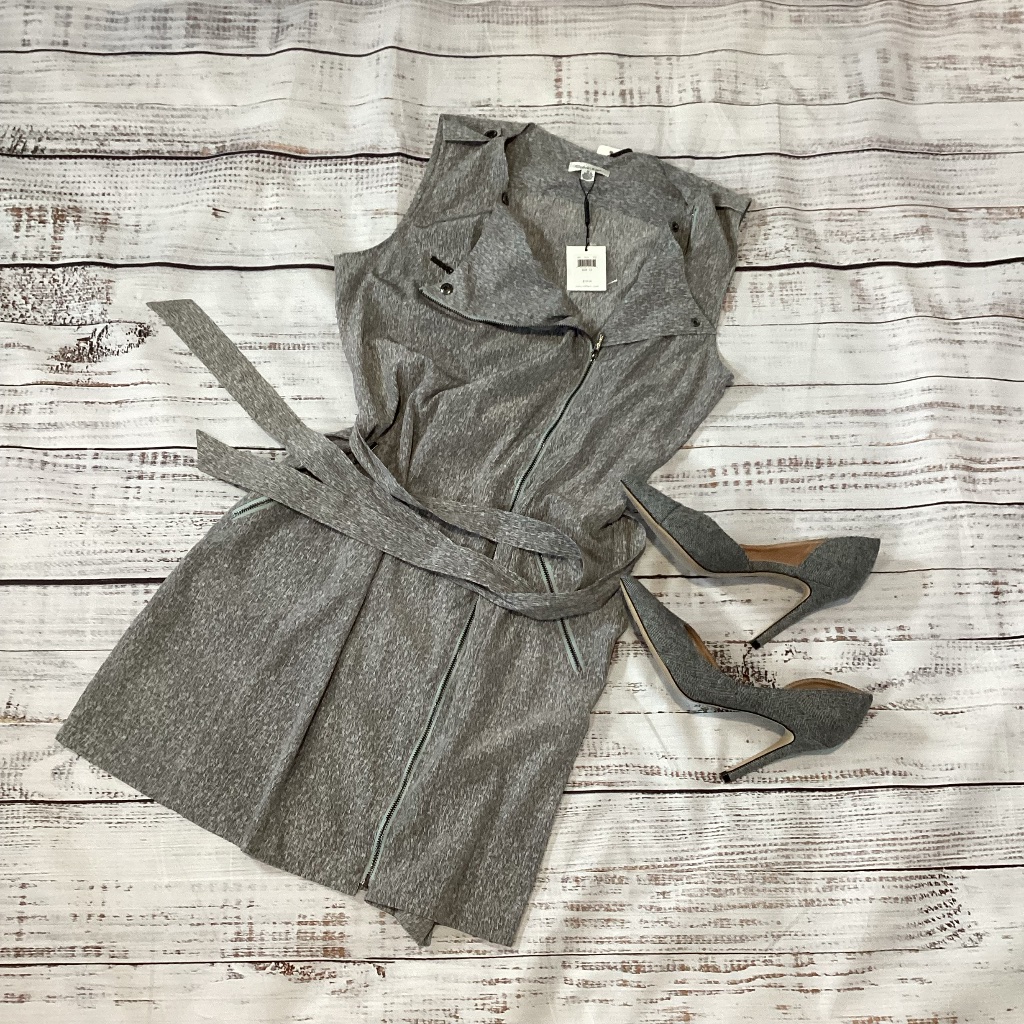 529. Calvin Kelin Gray Sleeveless Dress W/ Zippers Nwt Size 12